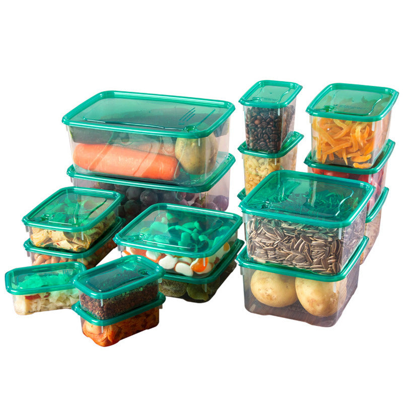 Plastic refrigerator crisper sealed box set of 17
